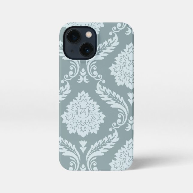 Etui iPhone 13 Mini Rococo Damask Art I Duck Egg Blue+Teal (Verso)