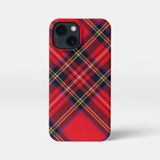Etui iPhone 13 Mini Royal Stewart tartan rouge noir plaid (Verso)