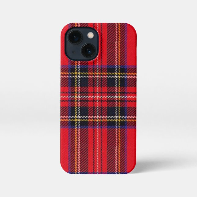 Etui iPhone 13 Mini Royal Stewart tartan rouge noir plaid (Verso)