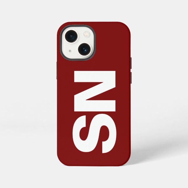 Etui iPhone 13 Mini Simple Élégant Moderne Nom Minimal Rouge Cerise (Verso)