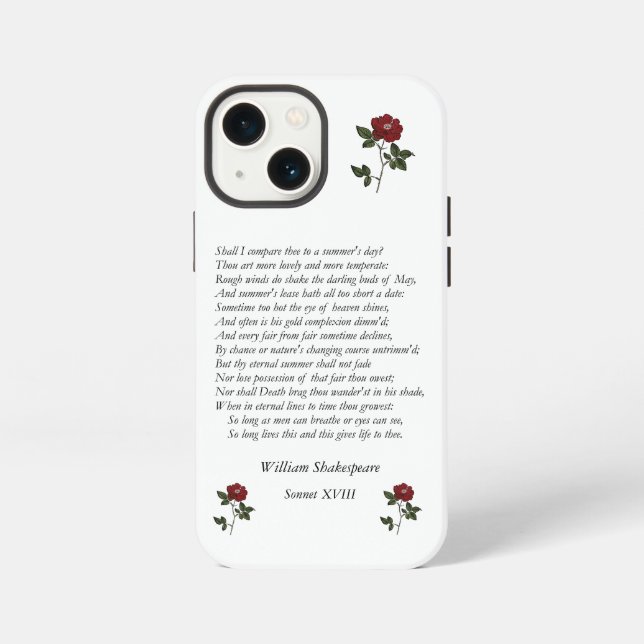 Etui iPhone 13 Mini Sonnet # 18 par William Shakespeare (Verso)