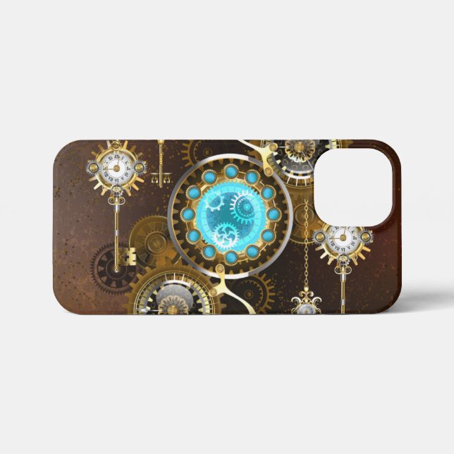 Etui iPhone 13 Mini Steampunk Rusty Background (Verso Horizontal)