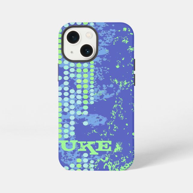 Etui iPhone 13 Mini style surf bleu vert (Verso)