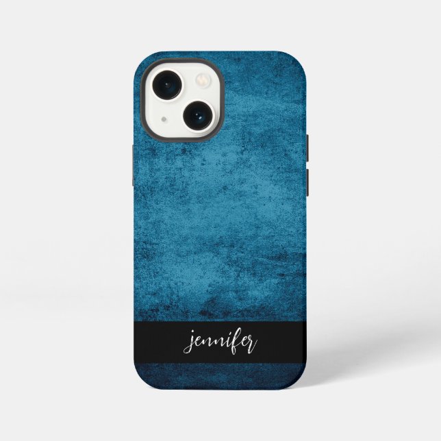 Etui iPhone 13 Mini Texture grunge abstraite avec nom personnalisable (Verso)