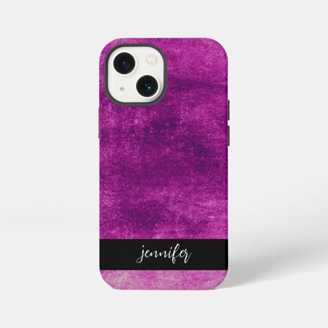 Etui iPhone 13 Mini Texture grunge abstraite avec nom personnalisable (Verso)