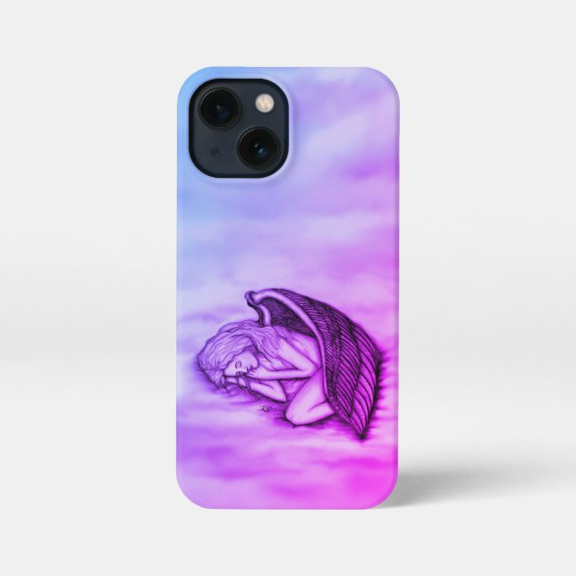 Etui iPhone 13 Mini Un Ange endormi sur les nuages des cieux (Verso)