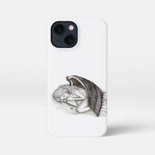 Etui iPhone 13 Mini Un Angel endormi, design noir et blanc
