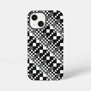 Etui iPhone 13 Mini Vérifié, Chèques - noir et blanc