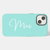 Etui iPhone 13 "Mme", coque iphone turquoise (Verso Horizontal)