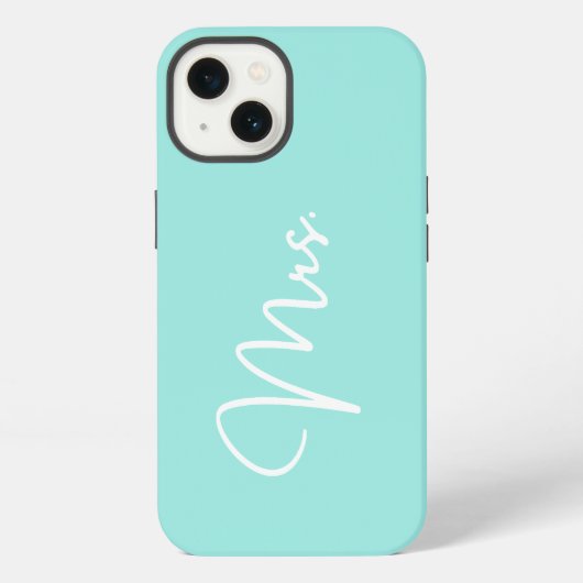 Etui iPhone 13 "Mme", coque iphone turquoise (Verso)