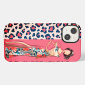 Etui iPhone 13 Mode Rose Léopard (Verso Horizontal)