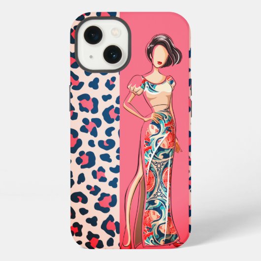 Etui iPhone 13 Mode Rose Léopard (Verso)