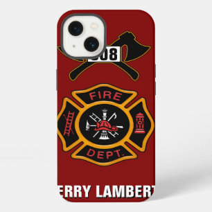 Etui iPhone 13 Modèle de nom de badge de pompier du service d'inc