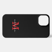 Etui iPhone 13 Modern Black Red Personalized Monogram Phone Case (Verso Horizontal)