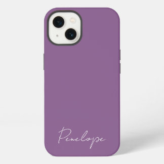 Etui iPhone 13 Modern Chic Personnalisé script de nom Dusky Purpl