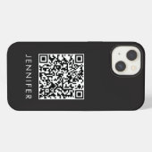 Etui iPhone 13 Modern Minimalist Black Executive QR Code Monogram (Verso Horizontal)