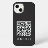 Etui iPhone 13 Modern Minimalist Black Executive QR Code Monogram (Verso)