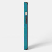 Etui iPhone 13 Moderne Lignes Dorées Ondulées Turquoise (Côté gauche)