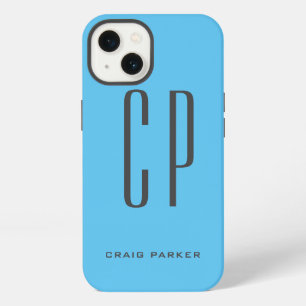 Etui iPhone 13 Moderne Monogramme Professionnel Simple Bleu Ciel