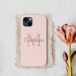 Etui iPhone 13 Moderne Pastel Rose Fille initiale personnelle