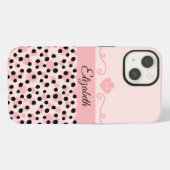 Etui iPhone 13 Monogram Rose Imprimé Léopard Guépard Tendance (Verso Horizontal)