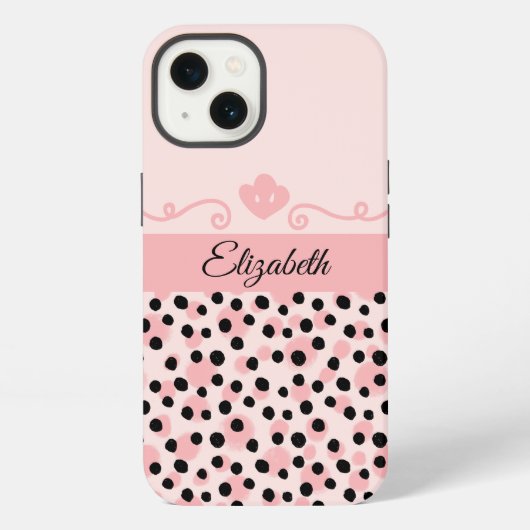 Etui iPhone 13 Monogram Rose Imprimé Léopard Guépard Tendance (Verso)