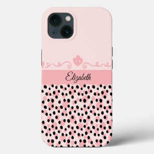 Etui iPhone 13 Monogram Rose Imprimé Léopard Guépard Tendance