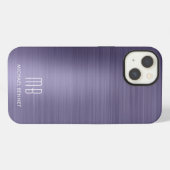 Etui iPhone 13 Monogram Violet Métal Brossé (Verso Horizontal)