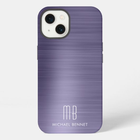 Etui iPhone 13 Monogram Violet Métal Brossé (Verso)