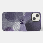 Etui iPhone 13 Monogrammé Abstrait Pailleté Violet (Verso Horizontal)