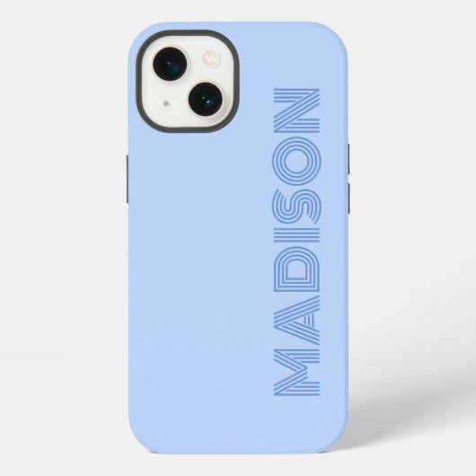 Etui iPhone 13 Monogramme Bleu Gras Moderne Simple Tendance (Verso)