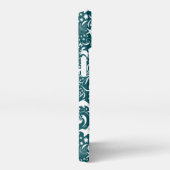 Etui iPhone 13 Monogramme bleu vert initial Motif océanique (Côté droit)