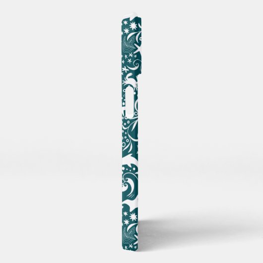 Etui iPhone 13 Monogramme bleu vert initial Motif océanique (Côté droit)