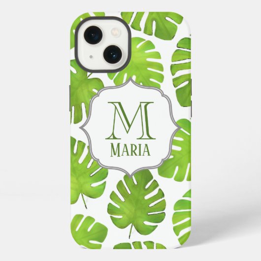 Etui iPhone 13 Monogramme botanique de palmiers tropicaux Personn (Verso)