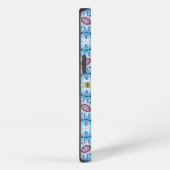 ETUI iPhone 13 MONOGRAMME CERCLES FRACTALS BLEU ROSE (Côté droit)