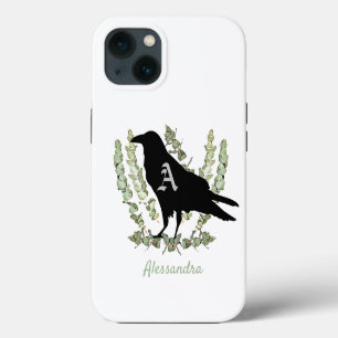 Etui iPhone 13 Monogramme Corbeau Esprit Animal Personnalisé