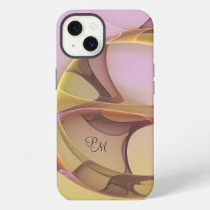 Etui iPhone 13 Monogramme d'art Abstrait moderne rose doré fracta