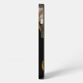 Etui iPhone 13 Monogramme de géode d'agate noire et or (Côté gauche)