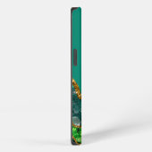 Etui iPhone 13 Monogramme de géode d'agate verte émeraude et or (Côté droit)