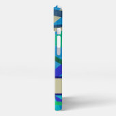 Etui iPhone 13 Monogramme de Motif géométrique bleu et vert (Côté gauche)