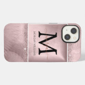 Etui iPhone 13 Monogramme de script en or rose (Verso Horizontal)