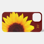 Etui iPhone 13 Monogramme de tournesol mou tendance (Verso Horizontal)