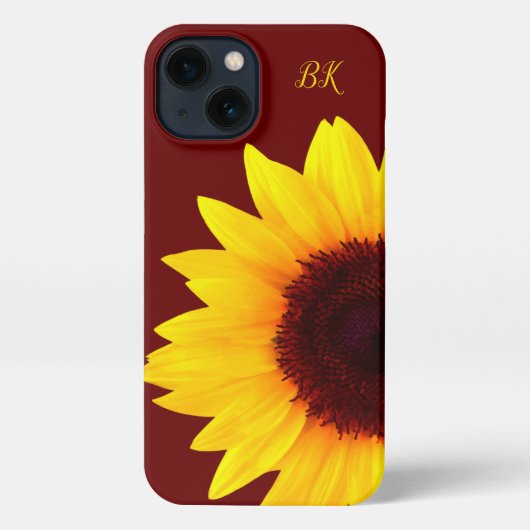 Etui iPhone 13 Monogramme de tournesol mou tendance (Verso)