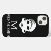 Etui iPhone 13 Monogramme drôle de moustache (Verso Horizontal)