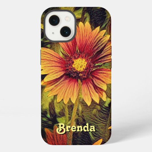 Etui iPhone 13 Monogramme du nom de la fleur de roue (Verso)