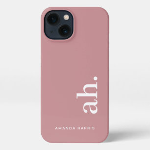 Etui iPhone 13 Monogramme Élégant Dusty Rose minimaliste féminin