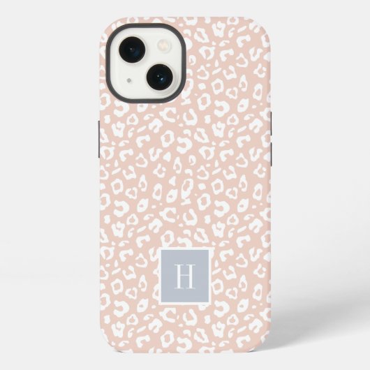 Etui iPhone 13 Monogramme Empreinte de léopard rose chic (Verso)