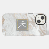 Etui iPhone 13 Monogramme en or marbré (Verso Horizontal)