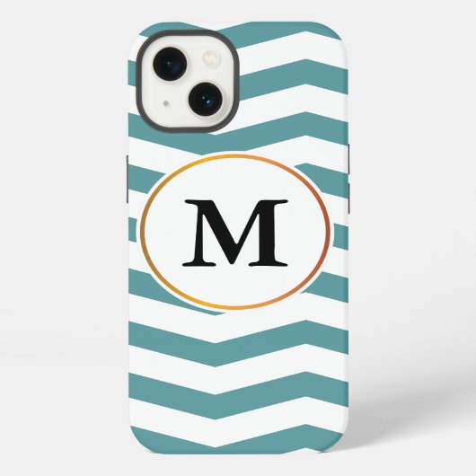 Etui iPhone 13 monogramme et chevron (Verso)