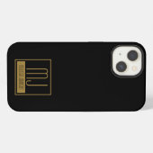 Etui iPhone 13 Monogramme initial noir et or moderne (Verso Horizontal)